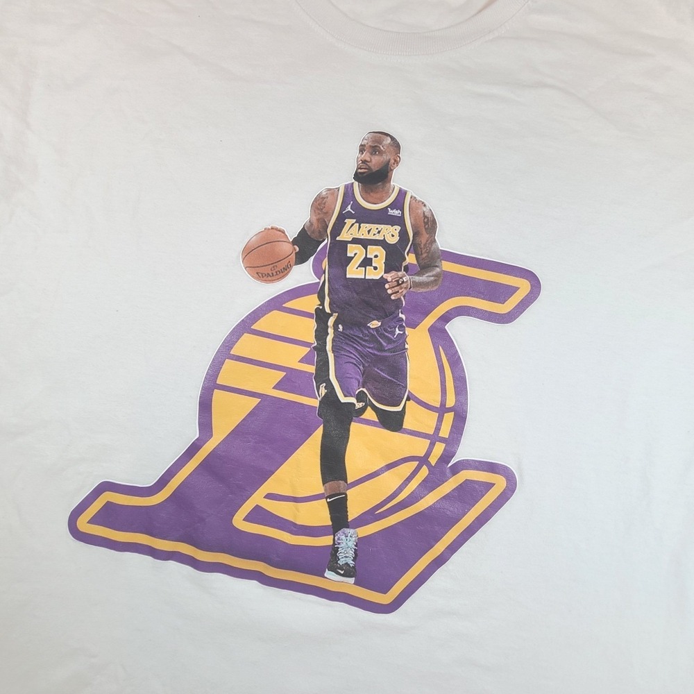 LeBron James Los Angeles Lakers Mens White Graphic T Shirt NBA Basketball Tee